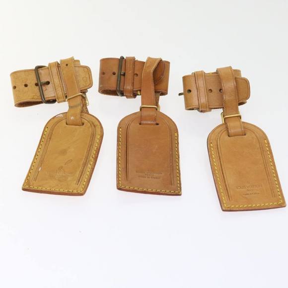 LOUIS VUITTON Powanie Name Tag Leather 10set Beige LV Auth 54475 - Picture 4 of 7